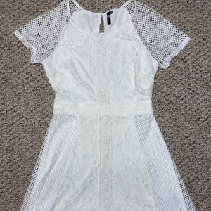 Kut from the Kloth Fit and Flare Dress, White/Lace